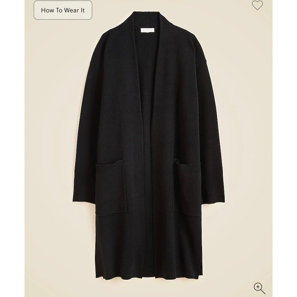 J. Crew Black Open-Front Long Coatigan